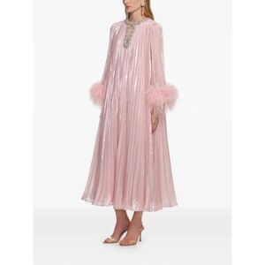 Self-Portrait Women Metallic Chiffon Feather Midi Dress